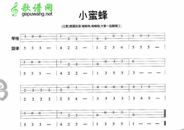 【小蜜蜂尤克里里谱】ukulele谱 歌谱网