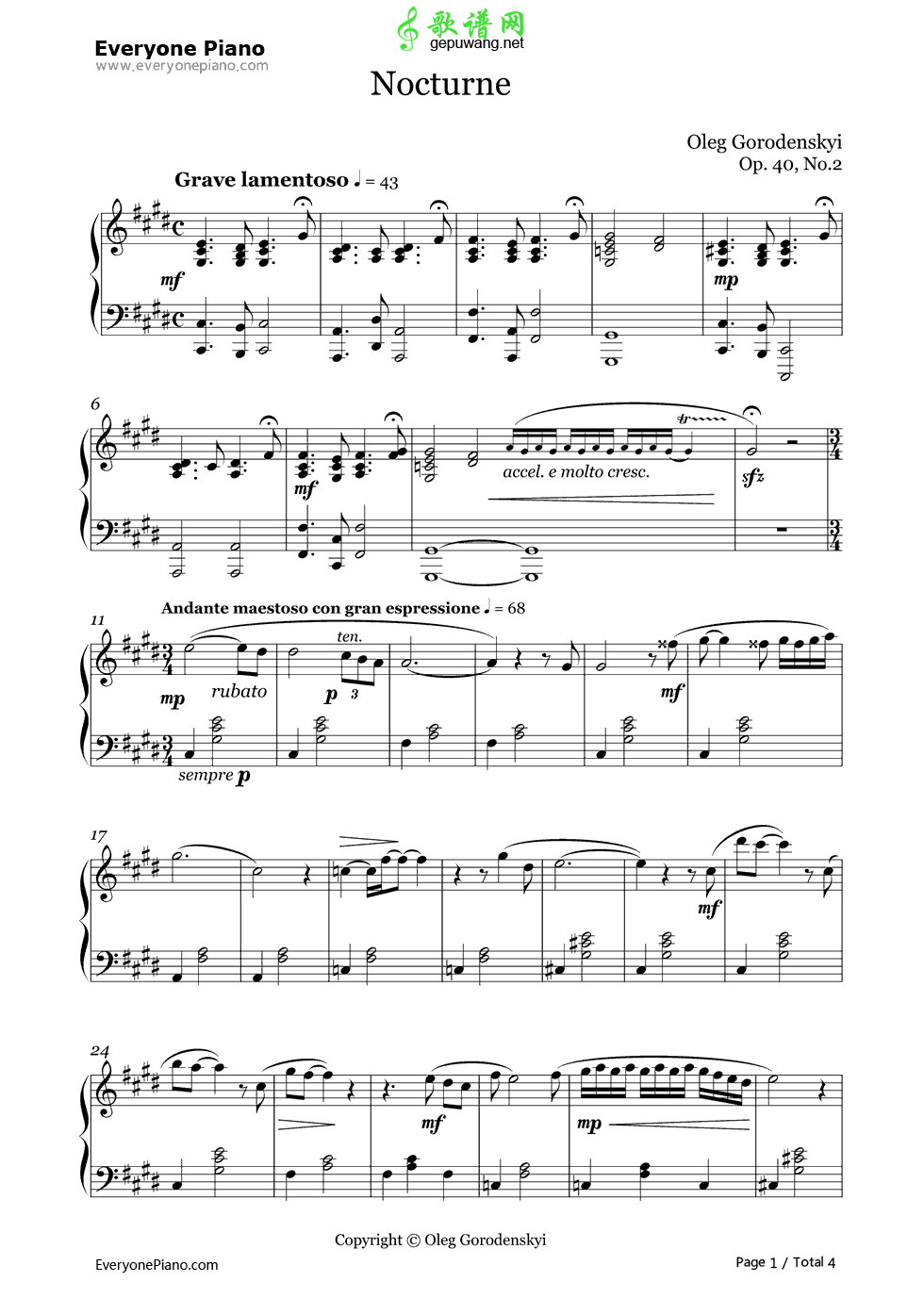 Nocturne Op.40 No.2-Oleg GorodenskyiԤ1